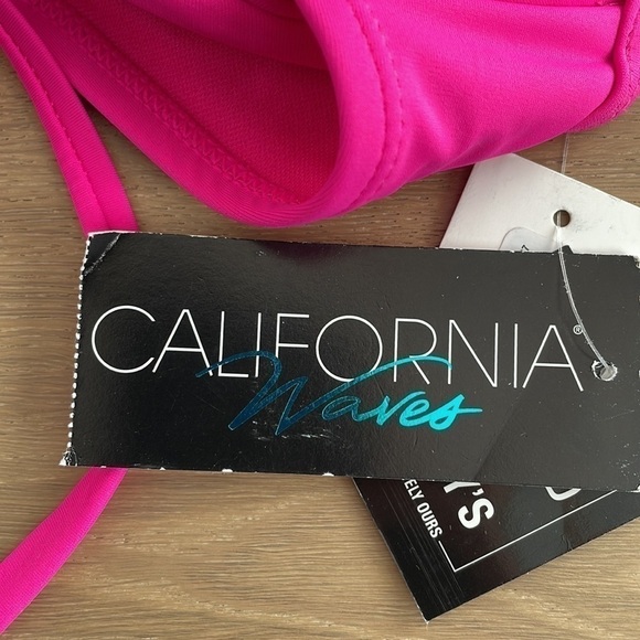 NWT California Waves Pink Push Up Underwire Strappy Swim Bikini Top - Picture 4 of 5